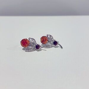 Vintage clip on earrings with topaz gemstones